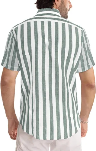 Vista 178 de JMIERR Camisas de vestir a rayas con botones y manga corta para hombre