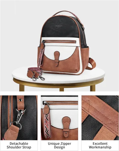 Vista 4 de FADEON Mini mochila de piel para mujer, mochilas pequeñas y bonitas de diseño, mochila de hombro de moda para damas, Mochilas Daypack