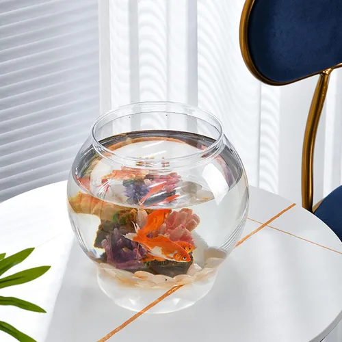 Vista 2 de Ipetboom Cuenco de peces de plástico para acuario, 7.1x6.3 in tanque de peces transparente para decoración de escritorio de peces Betta Fish Tank