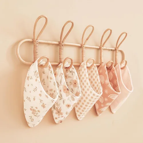 Vista 5 de Konssy Juego de 8 baberos de muselina para bebé, baberos absorbentes tipo bandana, 100% algodón unisex para dentición y babeo