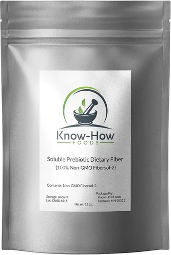 Vista 3 de Know-How Foods Fibra dietética prebiótica (sin OMG), fabricada con 100% Fibersol-II, bolsa de 2.5 libras
