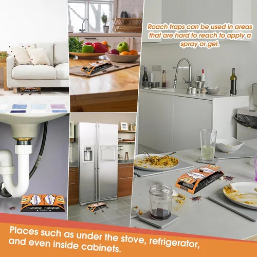 Vista 6 de Stingmon - Paquete de 18 trampas adhesivas para cucarachas para interiores, hogar, trampas adhesivas para cucarachas, trampas adhesivas