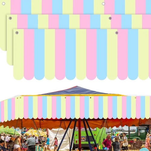 Vista 11 de Preboun 3 piezas de decoración de toldo de carnaval, tienda de campaña de circo, decoraciones colgantes de carnaval, pancarta de concesión, toldo