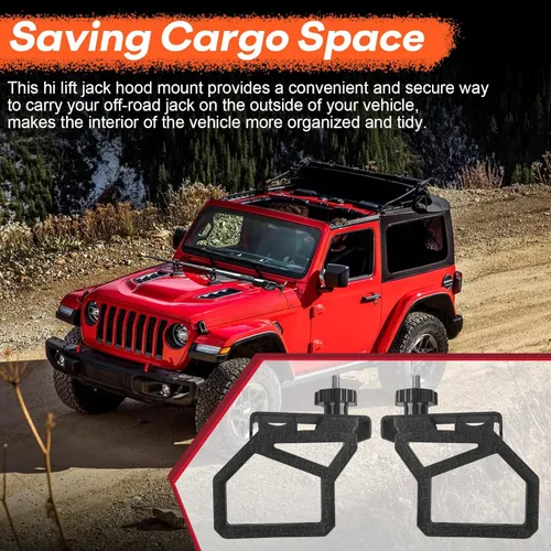 Vista 7 de Soportes de capó de elevación alta para Jeep Jack Mount JK 2007-2018, soporte de montaje de gato todoterreno Hi Lift Jack Mount