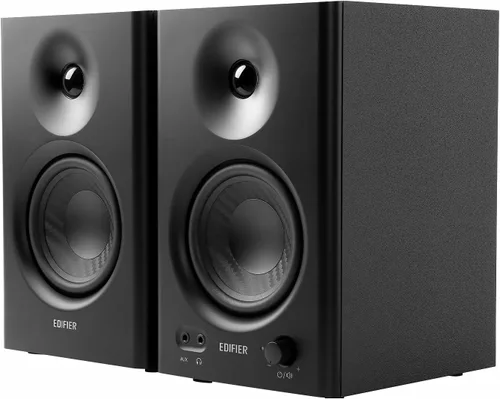 Edifier Altavoces de monitor de estudio alimentados MR4, altavoz de referencia activo de campo cercano de 4 "- negro (par)