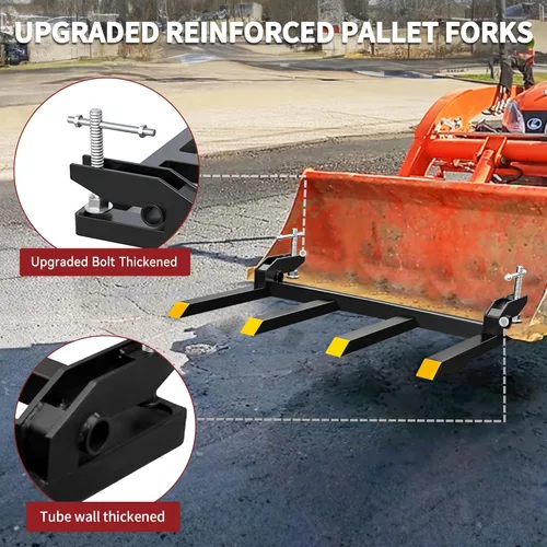 Vista 4 de YITAMOTOR Horquillas de Escombros con Abrazadera para Cucharón de 48", Horquilla de Palé de Servicio Pesado con Capacidad de 2500 lbs Compatible