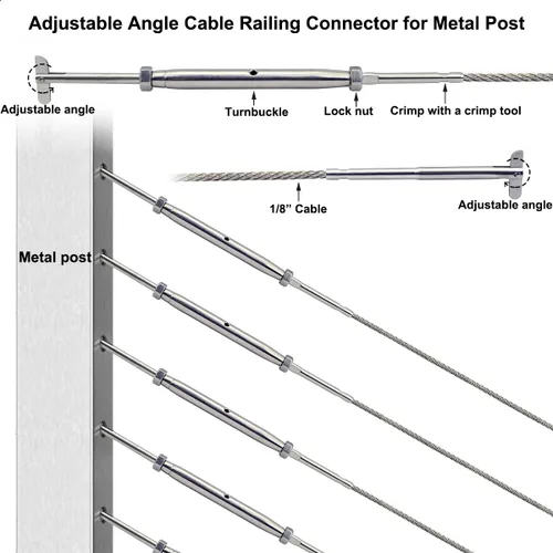 Vista 2 de Kit de herramientas de barandilla de cable de acero inoxidable, para sistema de barandilla de cable de 1/8, para postes de metal, kit de tensor