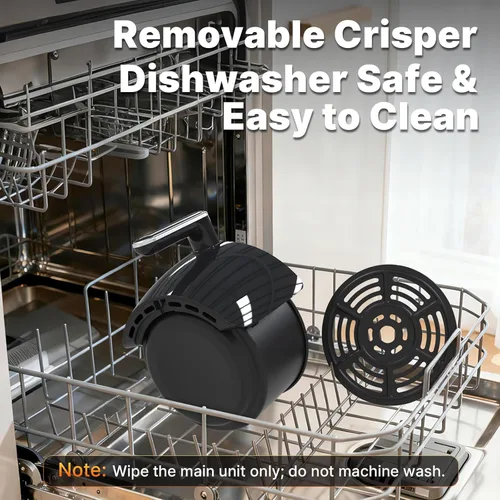 Vista 8 de Freidora de aire compacta pequeña, 2.1 cuartos de galón, 4 en 1 pequeña mini freidora de aire compacta, hornear, asar, recalentar, 98% menos