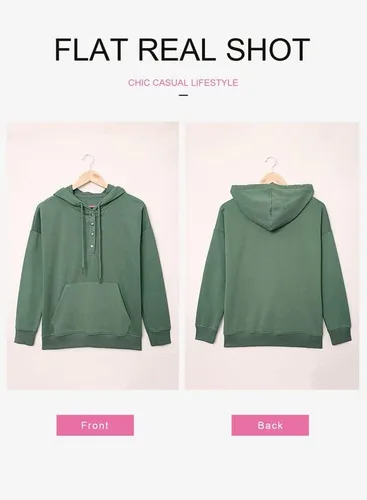 Vista 5 de Dokotoo Sudaderas con Capucha para Mujer 2025 con Cuello de Botón Cordón Ajustable Sudadera con Capucha Pullover Casual de Manga Larga Tops Camisetas