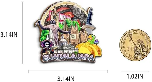 Vista 3 de Guadalajara - Imán de madera para nevera, diseño de México, monumentos 3D, recuerdos coleccionables, decoración hecha a mano