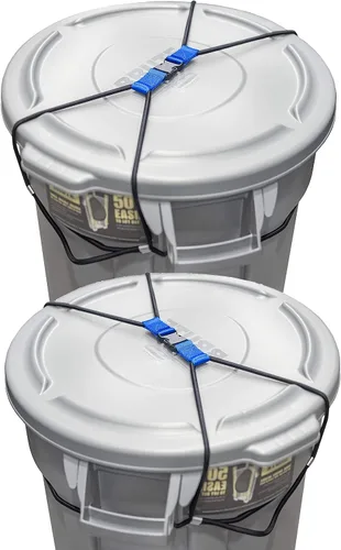 Encased Paquete de 2 cerraduras para basura, cuerda elástica de nailon resistente, cerradura grande de tapa de basura para exteriores (se adapta a