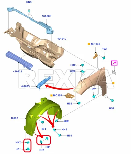Vista 5 de Rexka 15 juegos de tornillos, pernos, tuercas y clips T30 para protector contra salpicaduras del motor y cubierta de bandeja inferior compatible