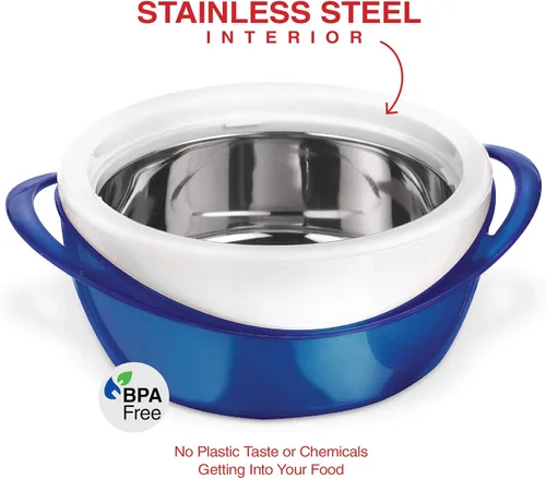 Vista 3 de Pinnacle Cazuela Grande Aislada con Tapa 3.6 qt. Elegante Calentador/Enfriador de Comida Olla Caliente, Cuenco Térmico para Servir Sopa/Ensalada