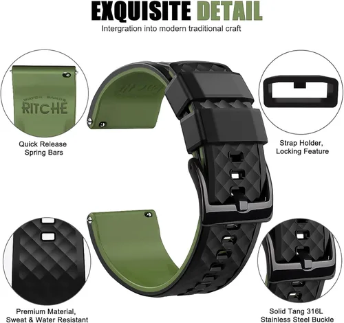 Vista 2 de Ritche - Correas de silicona para reloj de regalo de Navidad de liberación rápida de 18 mm, 20 mm, 22 mm, 24 mm, regalos de elefante blanco