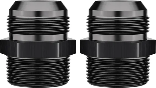 Vista 21 de EVIL ENERGY 3AN macho acampanado a 1/4" NPT tubo adaptador de ajuste de 90 grados aluminio negro 2 piezas