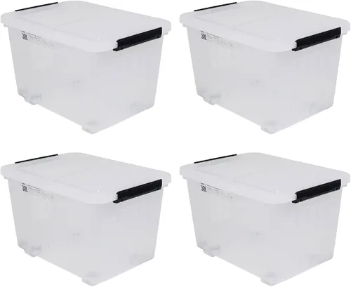 Vista 13 de Caja de almacenamiento transparente de 5 litros, caja de plástico con cierre de 4 unidades con tapa