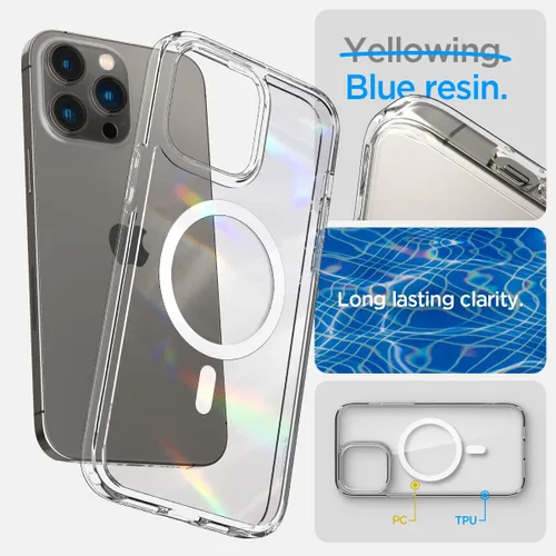 Vista 4 de Spigen MagFit Ultra Hybrid - Funda diseñada para iPhone 14 Pro Max (2022) [antiamarilleo] [protección de grado militar] compatible con MagSafe