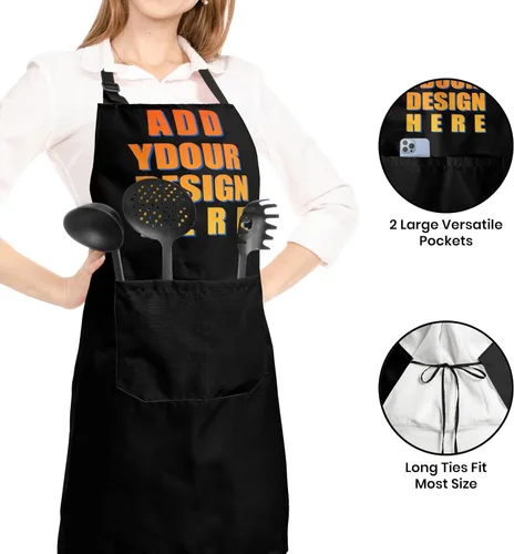 Vista 3 de Apron for Women with 2 Pockets Waterproof Bib for Kitchen Cooking Restaurant BBQ Painting Crafting Salon Nails