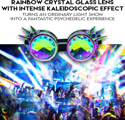 Vista 6 de SoJourner Bags Gafas de caleidoscopio gafas de rave psicodélica Trippy - Gafas de prisma funky para raves - Accesorios para festivales