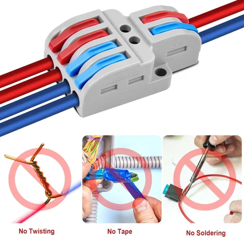 Vista 2 de NineLeaf 10 PCS Conectores de Cable de Conexión Rápida, Conector de Cableado Rápido de 2 Entradas 4 Salidas, Conectores Eléctricos Compactos