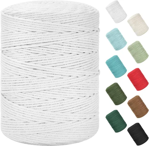 Vista 67 de Cuerda de macramé de 0.079 in x 220 yardas (656 pies), cuerda de algodón natural para colgar en la pared, ganchos de plantas, manualidades, Verde