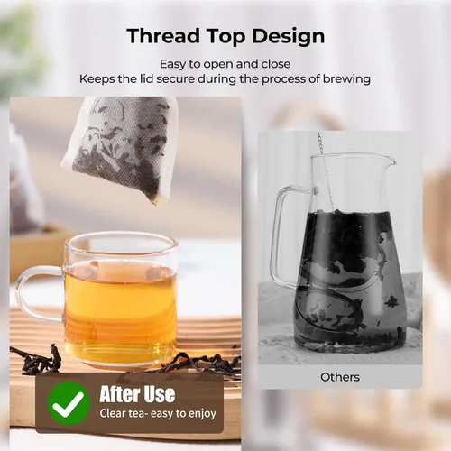 Vista 4 de 400 bolsas de té desechables para té de hojas sueltas, bolsas de filtro de té con cuchara de té gratis para té de hojas sueltas, bolsitas infusoras