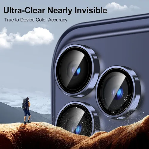 Vista 6 de QHOHQ Juego de 2 protectores de lente de cámara para iPhone 17 Pro Max/17 Pro/16 Pro Max/16 Pro/15 Pro Max/15 Pro, protector de lente individual