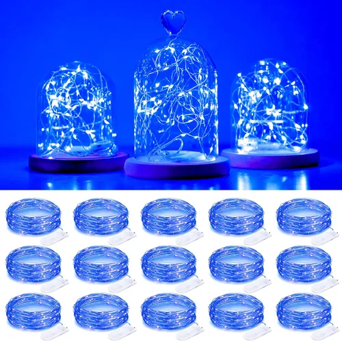 Vista 11 de SmilingTown Guirnalda de luces de hadas funcionan con pilas, paquete de 15 luces LED de 7.2 pies, 20 luces LED de luciérnaga estrellada para boda