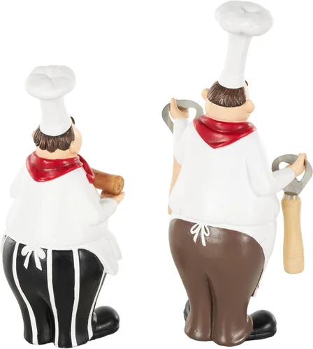 Vista 3 de Deco 79 Polystone - Escultura decorativa de chef para abrebotellas de cocina, estatuas de decoración del hogar con accesorios para botellas