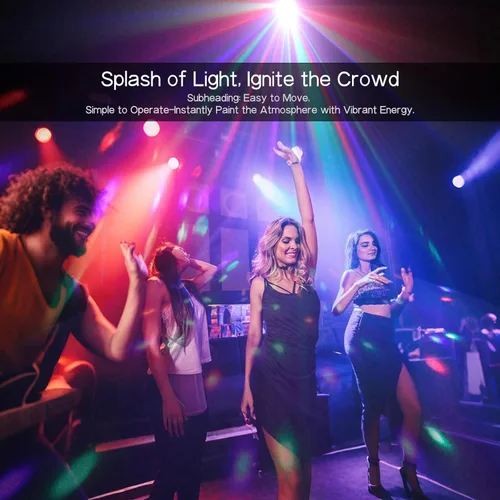 Vista 2 de Luces de fiesta de discoteca 3 en 1, luz estroboscópica LED DJ Rave, proyector de luz de escenario con control remoto activado por sonido, luces