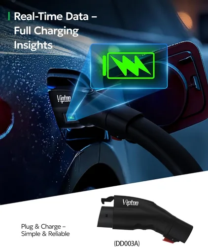 Vista 2 de Adaptador Tesla a J1772 60A 250V AC — NACS EV conector de carga con pantalla de estado de carga para Tesla Wall/Destino/Cargador móvil, carga rápida