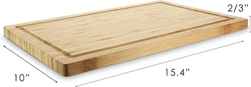 Vista 2 de Noveltia Tabla de cortar de bambú para cocina con ranura para jugos, tabla gruesa de madera para cortar verduras, frutas, carne, quesos y más