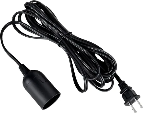 Vista 16 de Simple Deluxe Cable de extensión de linterna colgante, enchufe E26 con botón de encendido/apagado, 12 pies, color blanco, 1 paquete