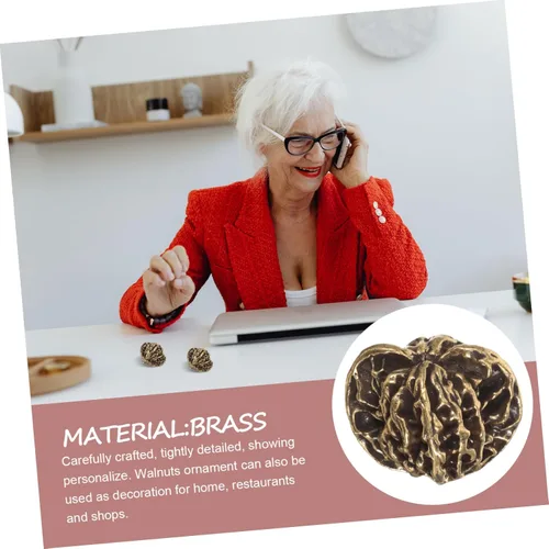 Vista 3 de DOITOOL Decoración china tradicional 2pc latón nogal bolas de ejercicio bolas de mano hogar Artware té mascota