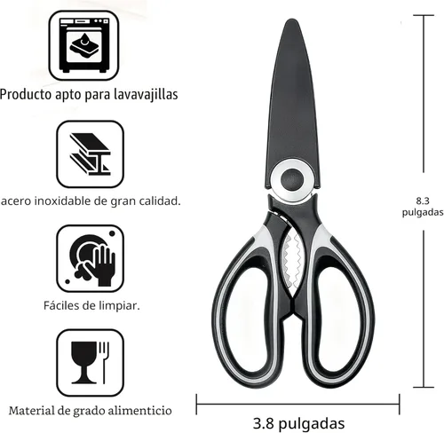 Vista 7 de OMDAR Tijeras de cocina de grado alimenticio, multiusos, paquete de 3 – Tijeras de cocina de acero inoxidable resistentes para cortar carne