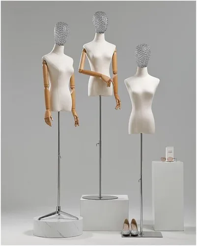 Vista 5 de Adjustable Female Dress Form Mannequin with Tripod Stand, Detachable Arms & Head for Sewing, Clothing & Jewelry Display - Gold B, Medium
