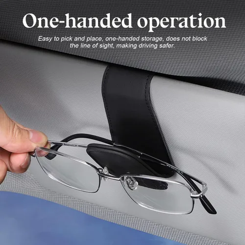 Vista 5 de zipelo Soporte para gafas de sol para visera de coche, colgante magnético de piel para gafas de vehículo, clip para montar gafas de sol en viseras