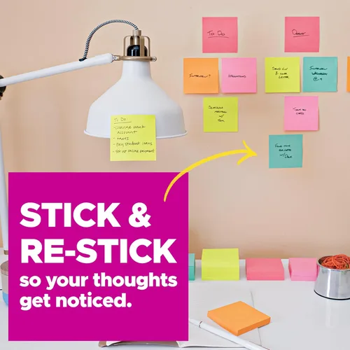 Vista 4 de Post-it Notas rayadas súper adhesivas, 5 blocs de notas adhesivas, 4 x 6 pulgadas, 2 veces más poder de adherencia, suministros escolares, productos