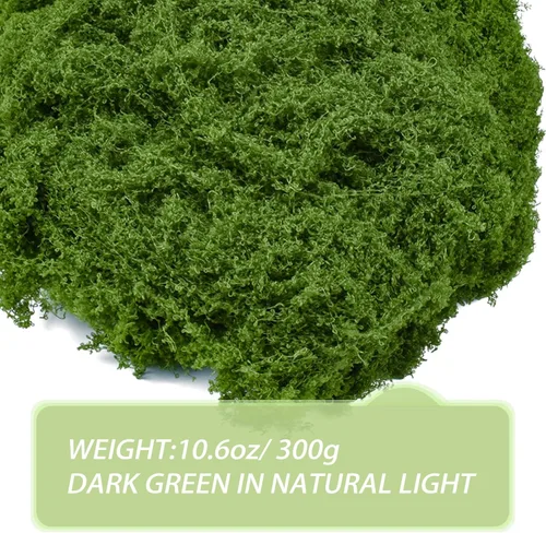 Vista 6 de Musgo verde artificial de 5,3 oz decorativo para manualidades, musgo oscuro sintético para centros de mesa de bricolaje, decoración de bodas