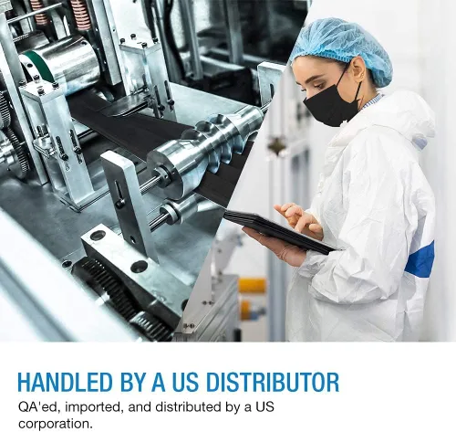 Vista 5 de CandyCare - Mascarillas desechables, paquete de 50 unidades, color negro, diseño de partículas de polvo de 3 capas con cubierta protectora