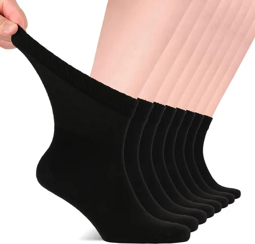 Vista 12 de Hugh Ugoli - Calcetines diabéticos para hombres, calcetines sueltos de tobillo, rayón derivado del bambú, extra anchos, delgados, punta sin