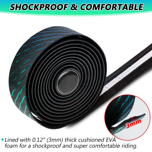 Vista 4 de Cinta de manillar de bicicleta de carretera, cinta de barra de bicicleta, piel sintética + EVA, cinta de agarre para mango de ciclismo degradado a