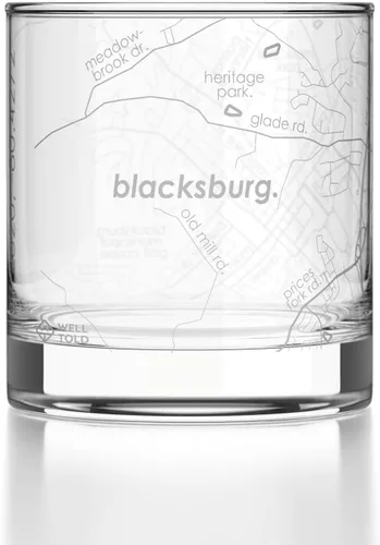 Vista 18 de Well Told Vaso de rocas grabado con mapa de Akron, Ohio, cristalería estilo antiguo (325ml, transparente) Vaso de bourbon grabado, regalos