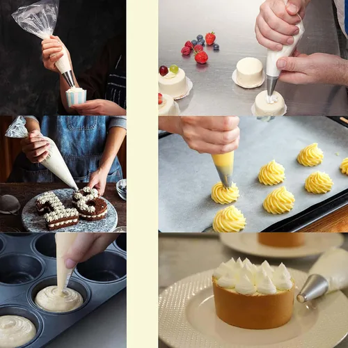 Vista 6 de Bolsas de tubería, bolsas de pastelería de 14 pulgadas, 100 piezas, bolsas de glaseado desechables para suministros de decoración