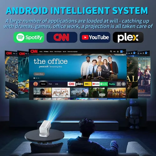 Vista 9 de Proyector [Enfoque Automático y 1080P Nativo y Aplicaciones Integradas] Mini Proyector Portátil 1080P, 4K Full HD con WiFi 6 y Bluetooth 5.4