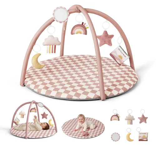 Vista 11 de Tapete de gimnasio para bebé Blissful Diary, alfombrilla para tiempo de barriga con 6 juguetes desmontables para el desarrollo sensorial