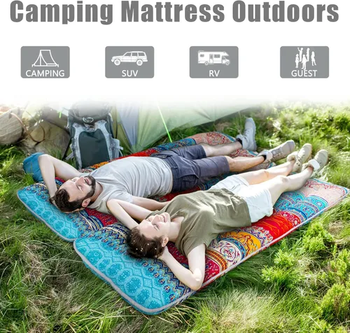 Vista 129 de Colchón futón japonés de piso gris constelación, de piso tatami, portátil, para acampar, para niños, sofá cama plegable enrollable con protector