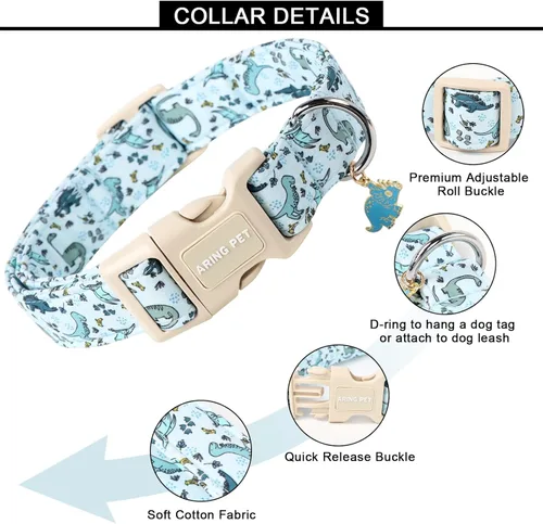 Vista 150 de Aring Pet Collar de algodón, ligero y ajustable, con hebilla de liberación rápida para perros pequeños, medianos y grandes, para cachorros, XS