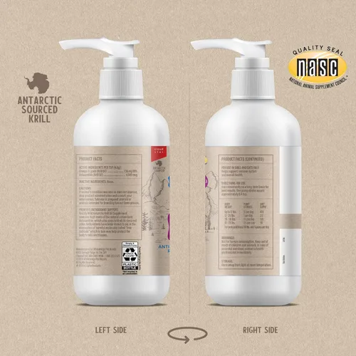 Vista 2 de Grizzly Wild - Suplemento antioxidante natural de aceite de krill antártico para perros, 8 onzas