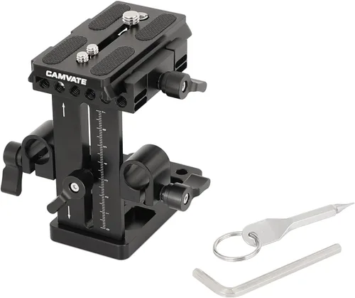 Vista 6 de CAMVATE Placa de liberación rápida con bloque de riel ajustable de 0.591 in hacia arriba y hacia abajo para plataforma de montaje en hombro - 2649